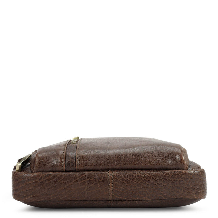 Elephant Pattern Leather Men Sling - Brown