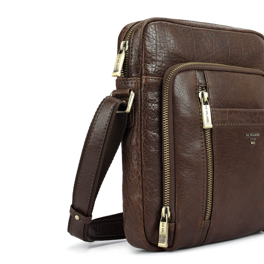 Elephant Pattern Leather Men Sling - Brown