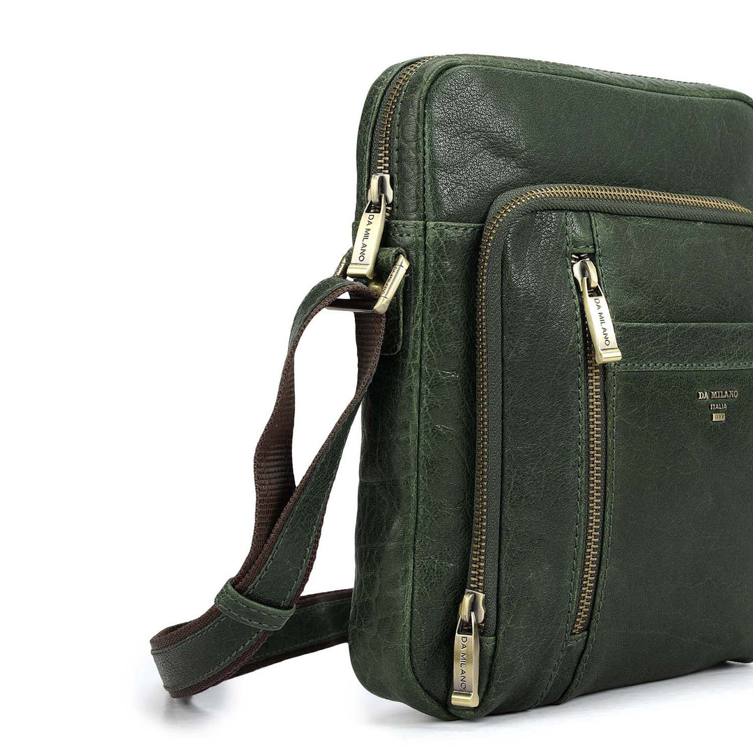 Elephant Pattern Leather Men Sling - Petrol Green