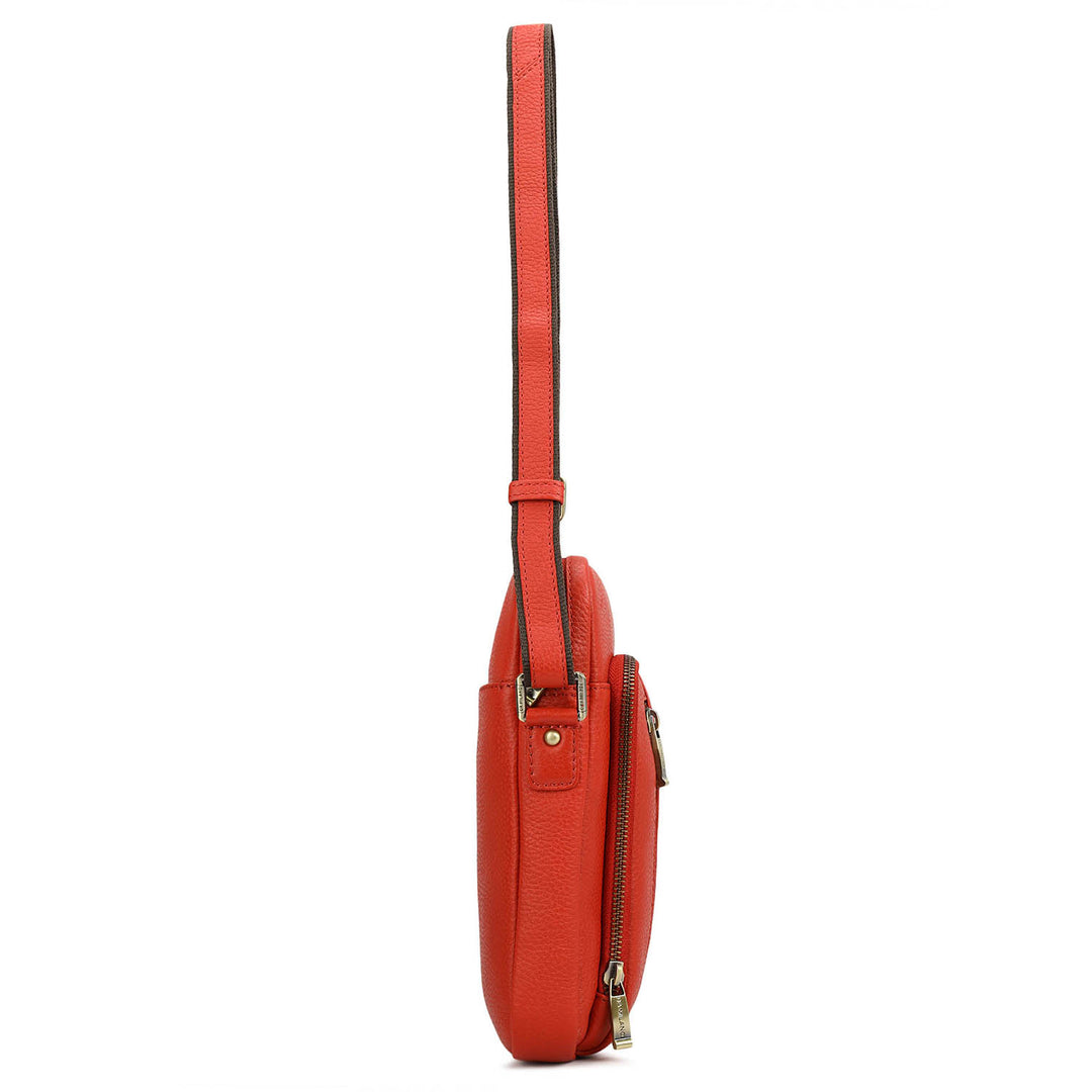 Wax Leather Men Sling - Red