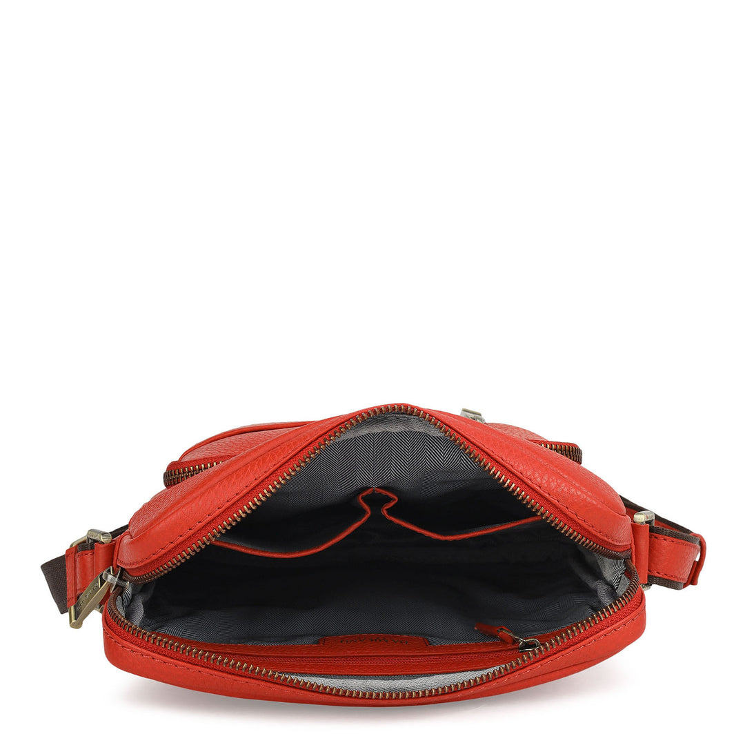 Wax Leather Men Sling - Red