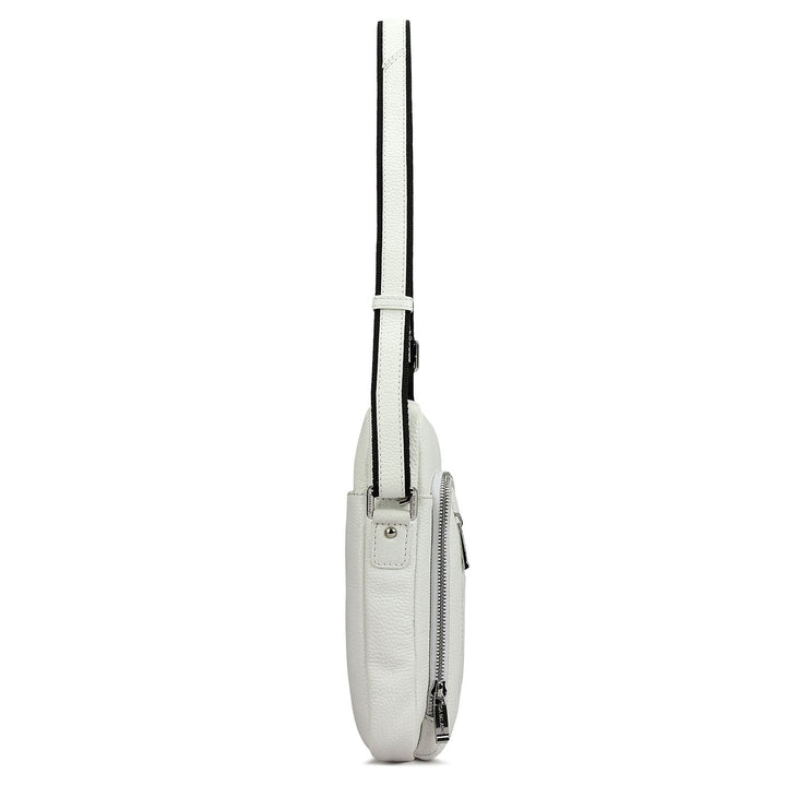 Wax Leather Men Sling - White