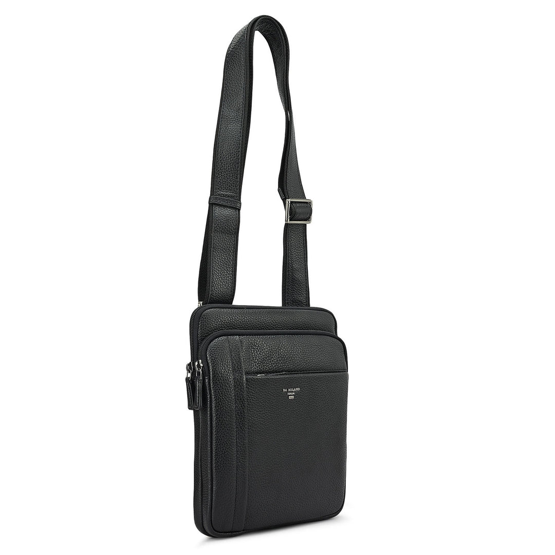 Wax Leather Men Sling - Black