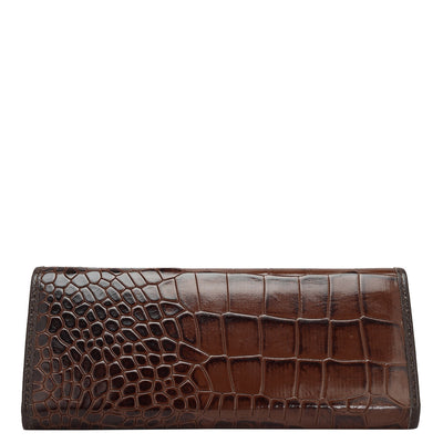 Croco Leather Spectacle Case - Brown