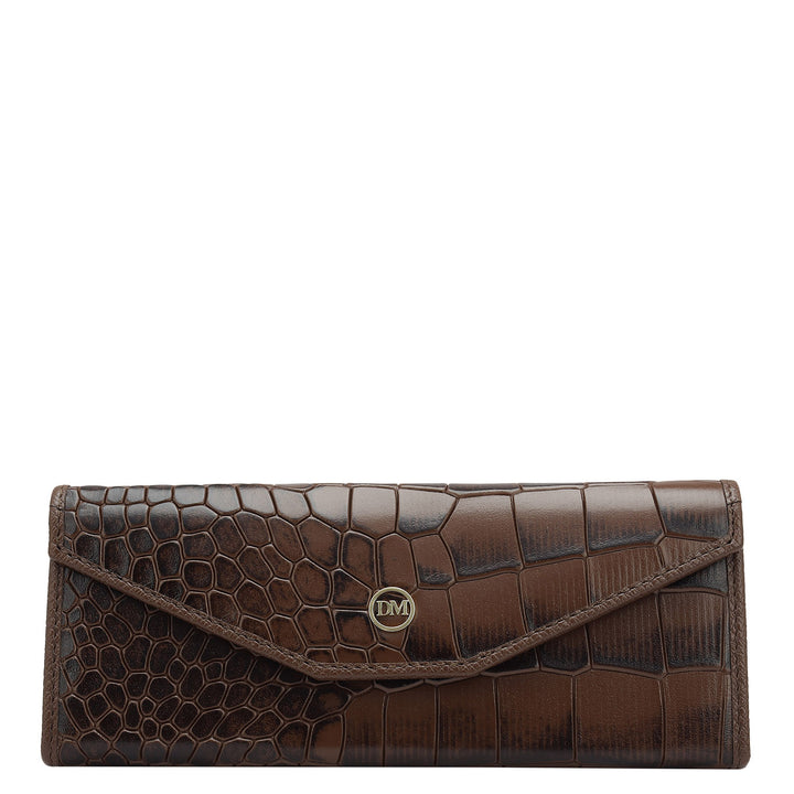Croco Leather Spectacle Case - Walnut