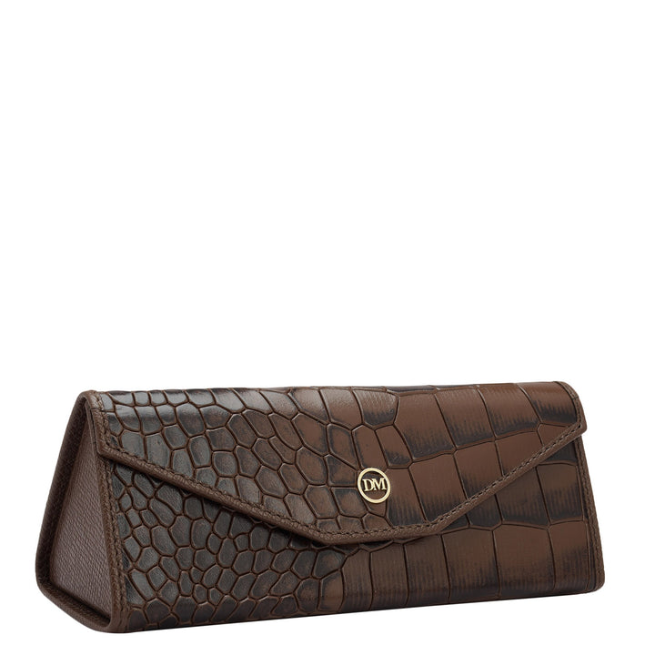 Croco Leather Spectacle Case - Walnut