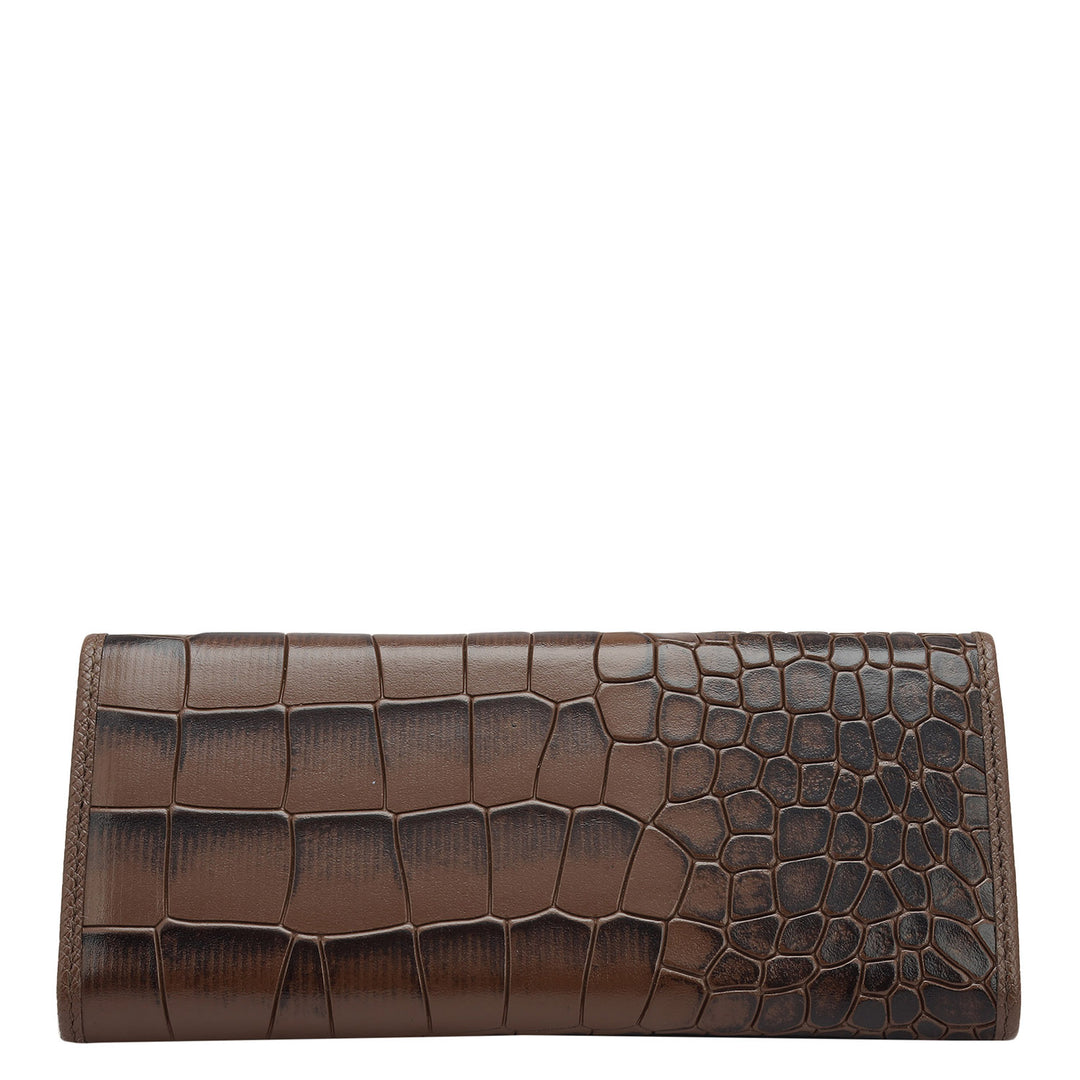 Croco Leather Spectacle Case - Walnut