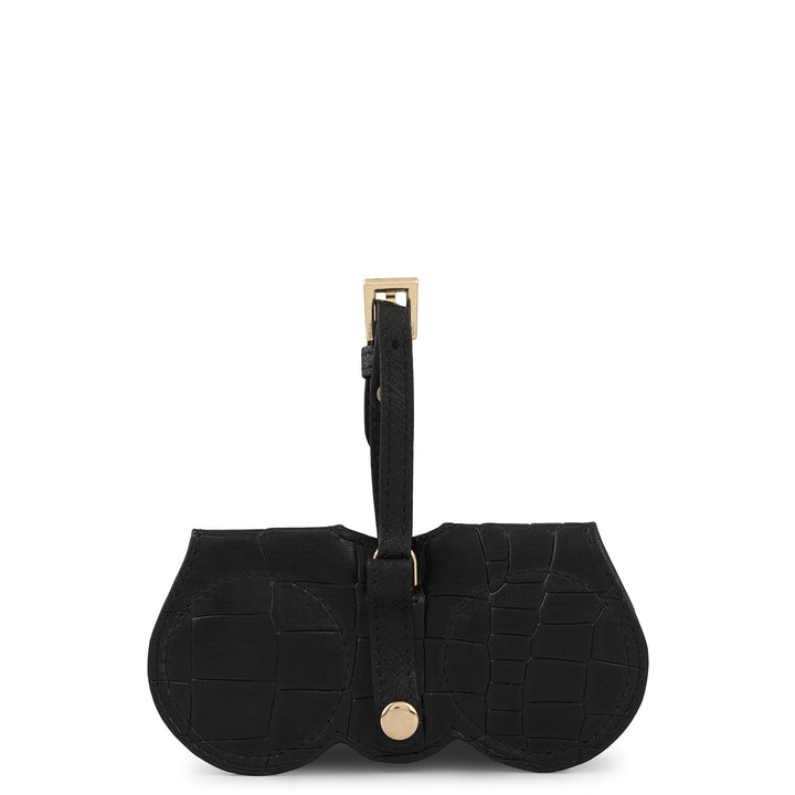 Croco Leather Spectacle Case - Black