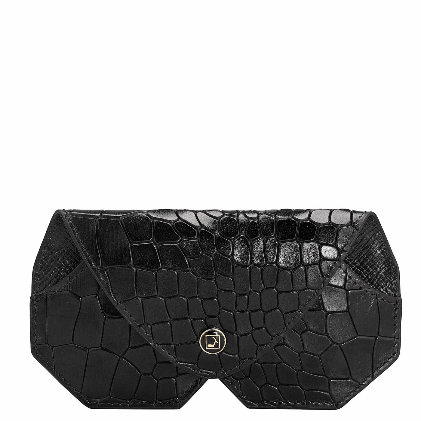 Croco Leather Spectacle Case - Black