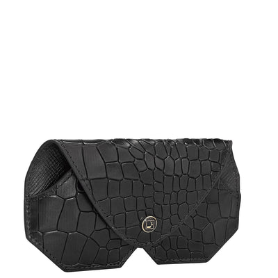 Croco Leather Spectacle Case - Black