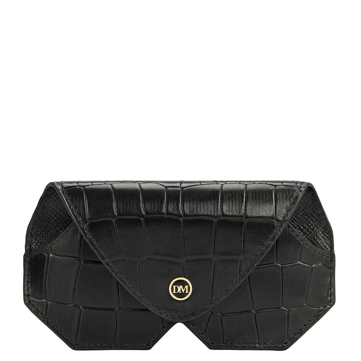 Croco Leather Spectacle Case - Black
