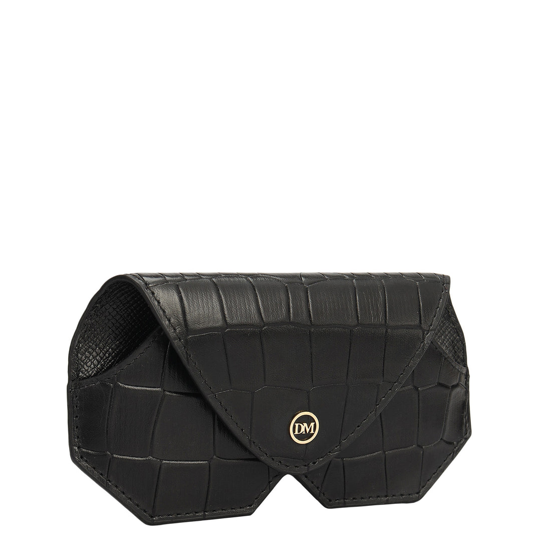 Croco Leather Spectacle Case - Black