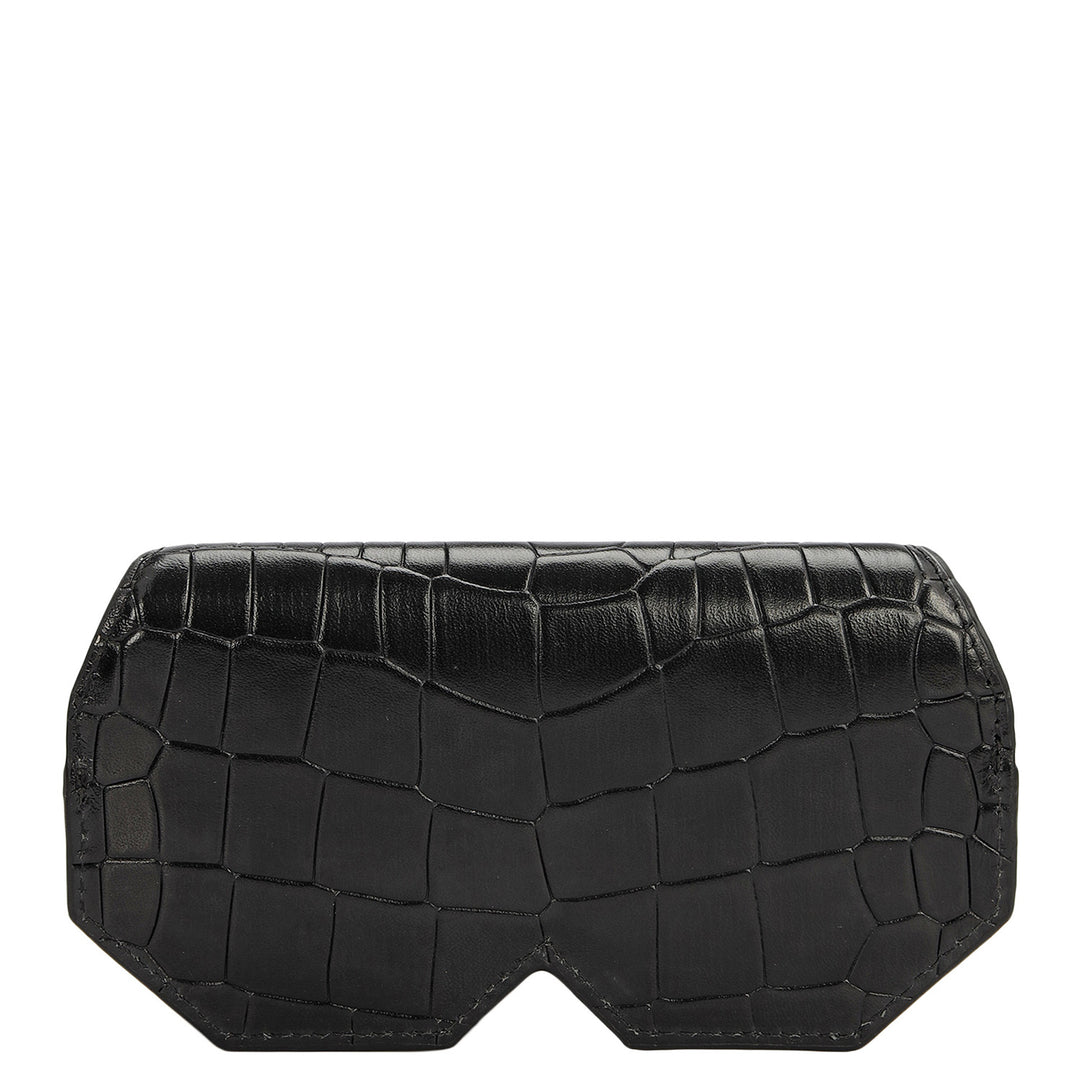 Croco Leather Spectacle Case - Black