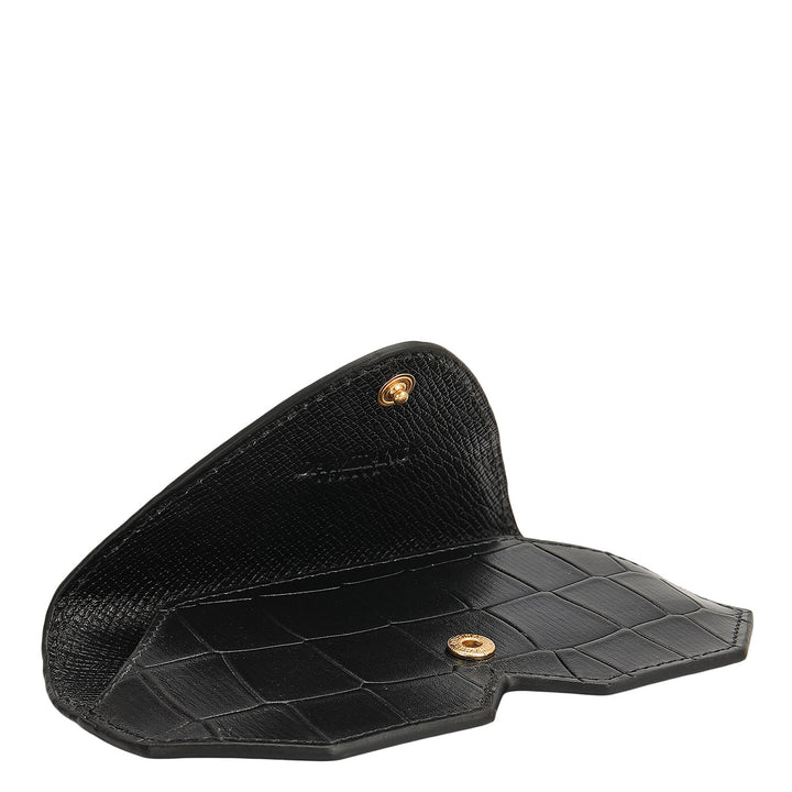 Croco Leather Spectacle Case - Black