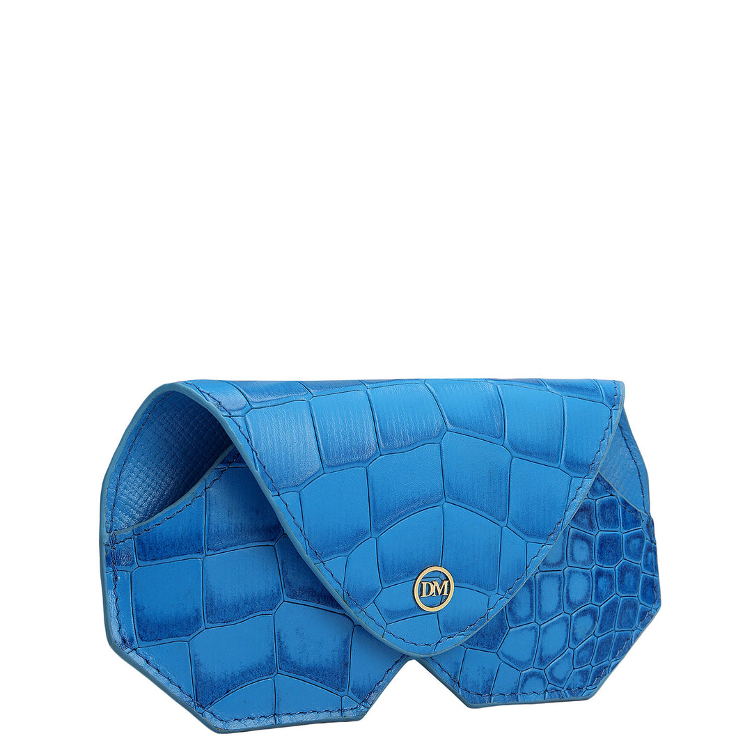 Croco Leather Spectacle Case - Blue