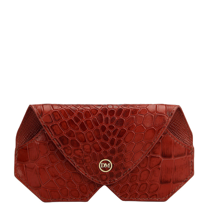 Croco Leather Spectacle Case - Brick