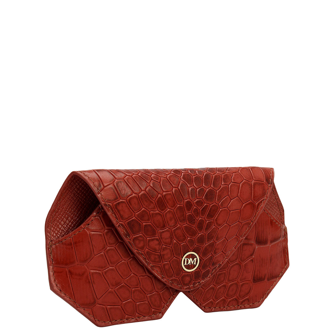 Croco Leather Spectacle Case - Brick
