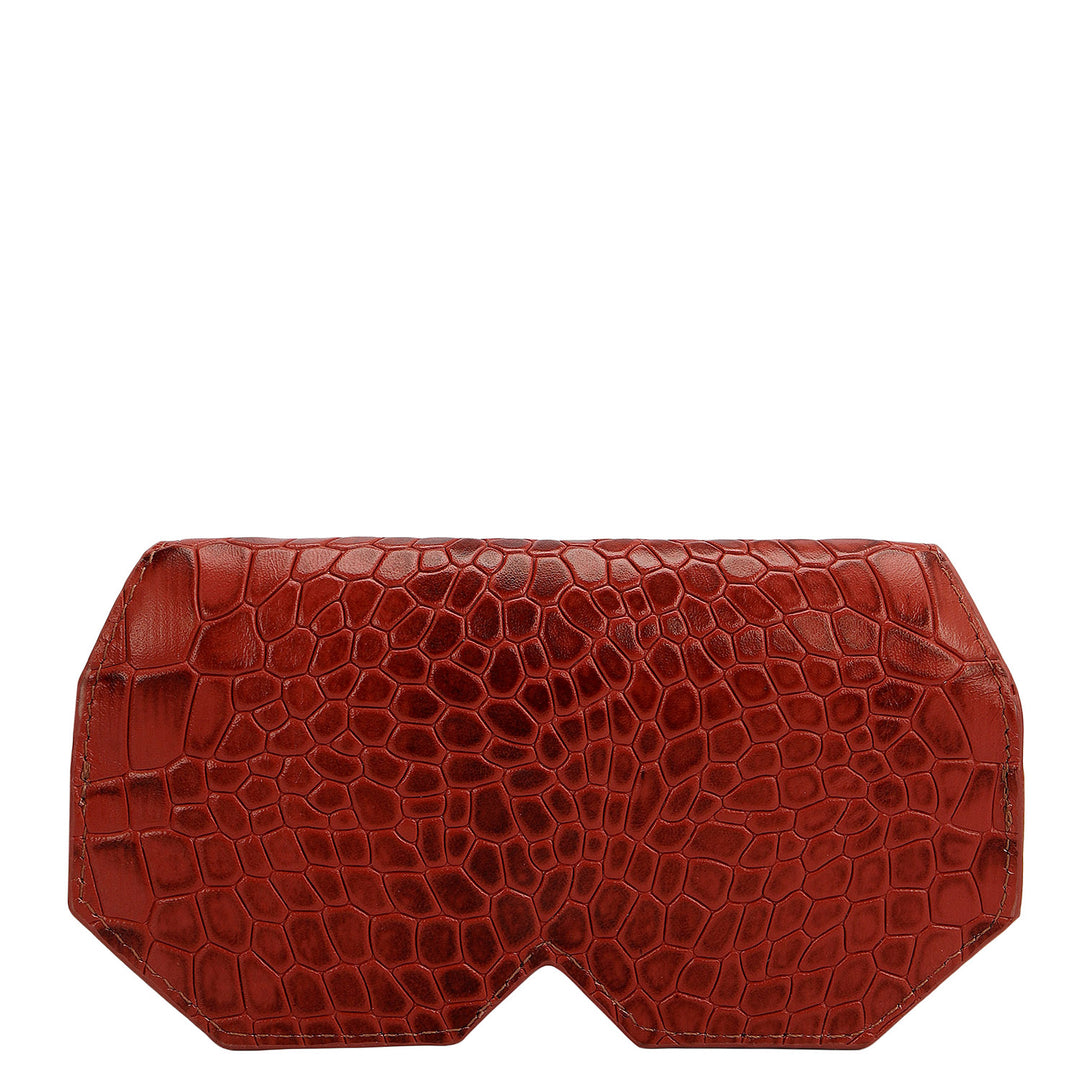Croco Leather Spectacle Case - Brick