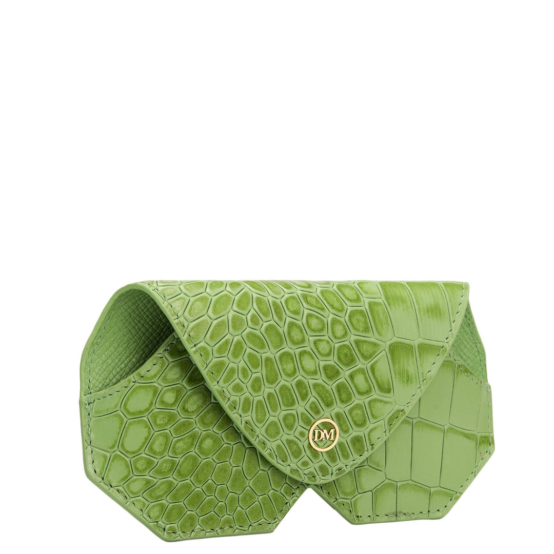Croco Leather Spectacle Case - Kiwi