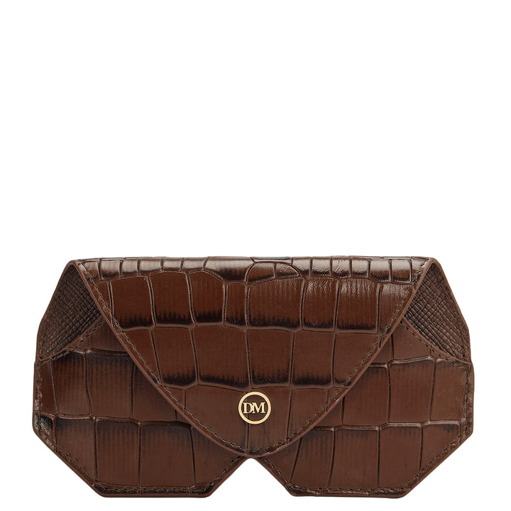 Croco Leather Spectacle Case - Walnut