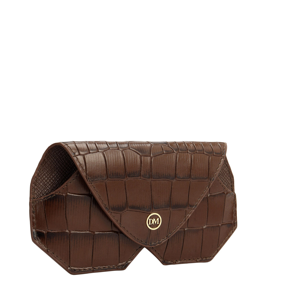 Croco Leather Spectacle Case - Walnut