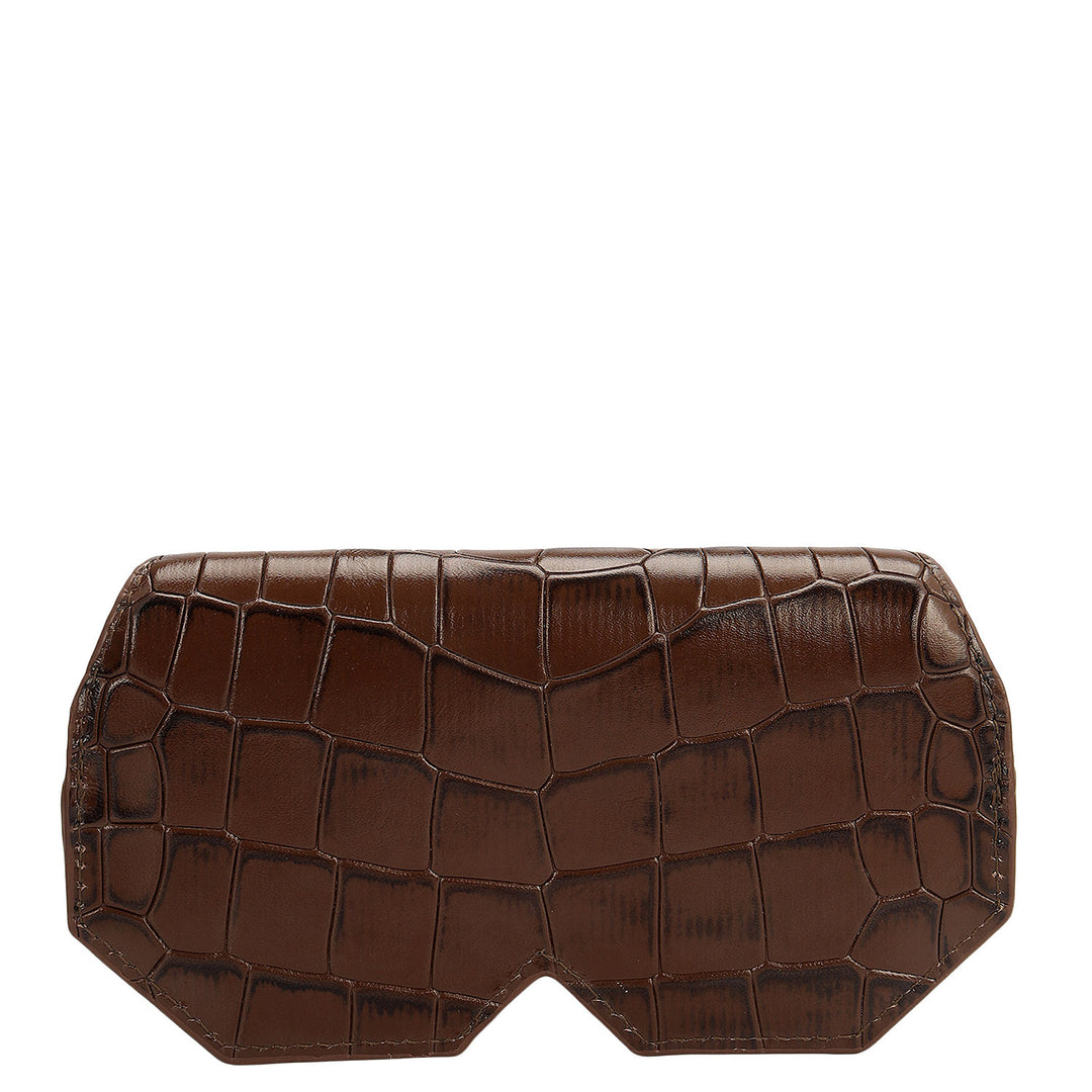 Croco Leather Spectacle Case - Walnut