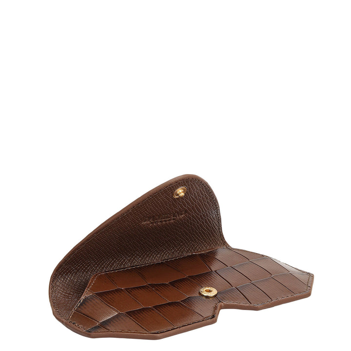 Croco Leather Spectacle Case - Walnut