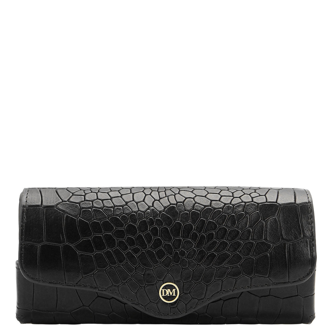 Croco-Texture Spectacle Case - Black