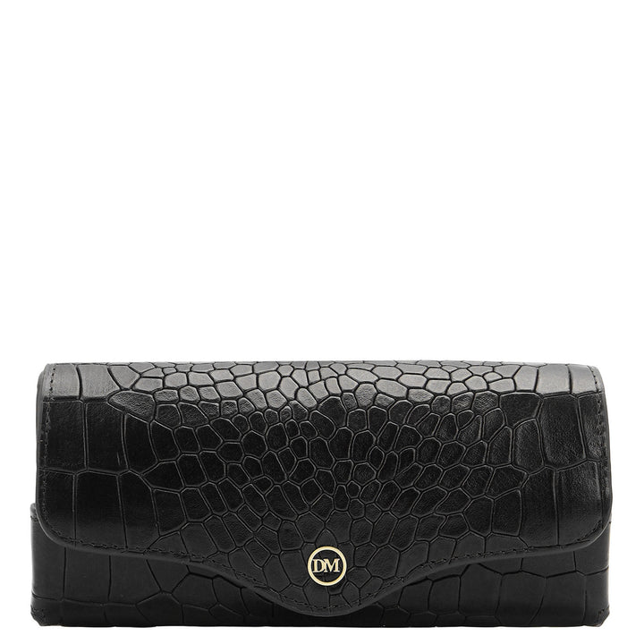 Croco-Texture Spectacle Case - Black