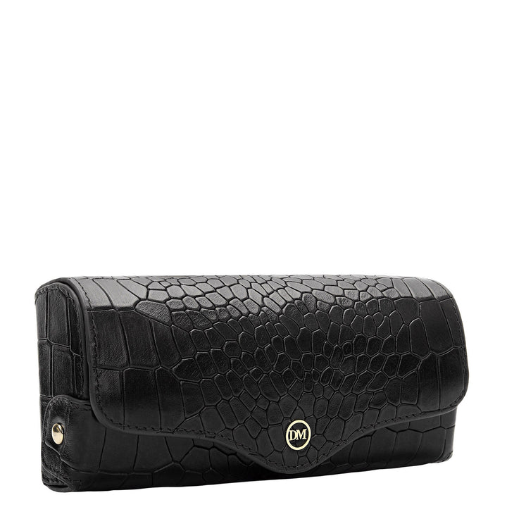 Croco-Texture Spectacle Case - Black
