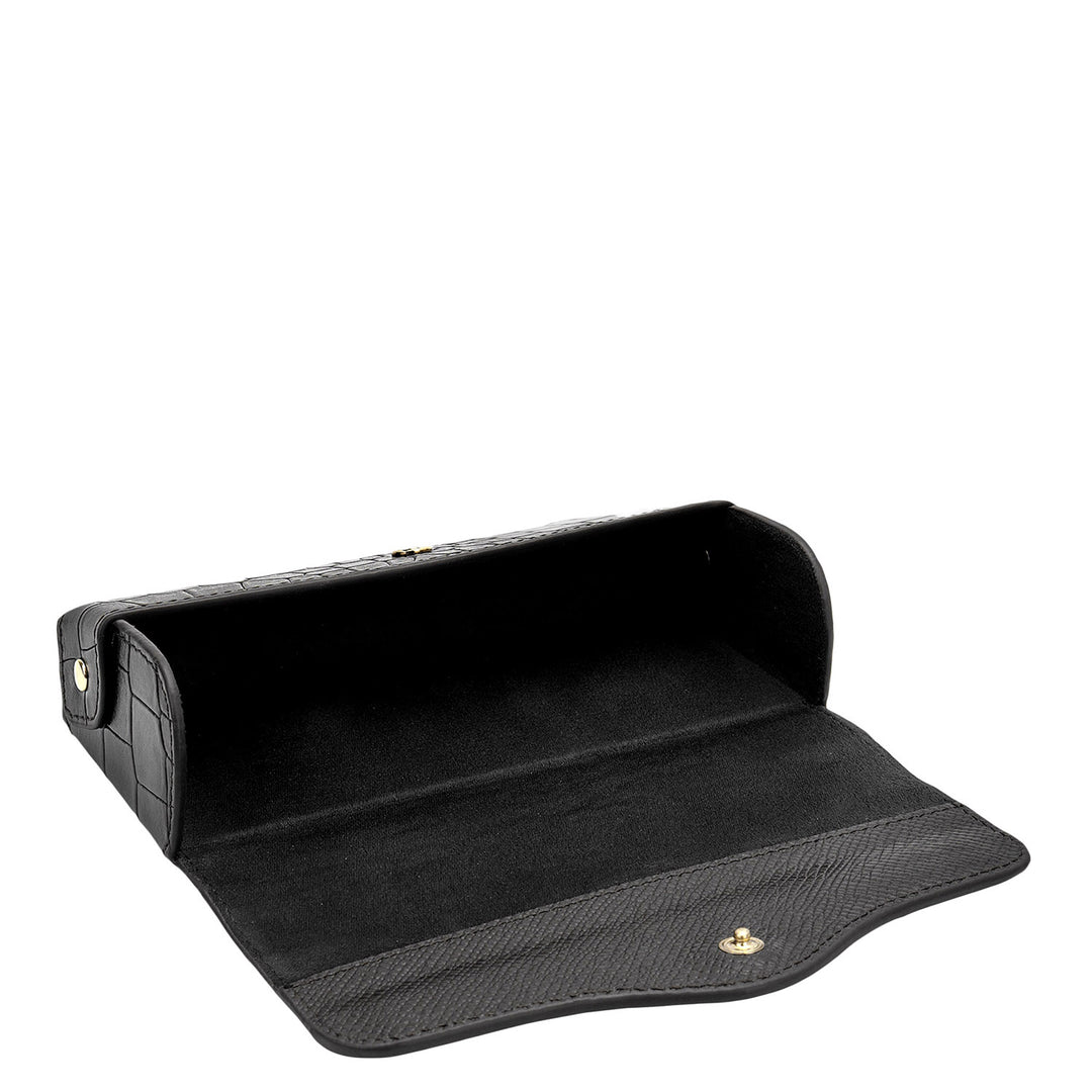 Croco-Texture Spectacle Case - Black