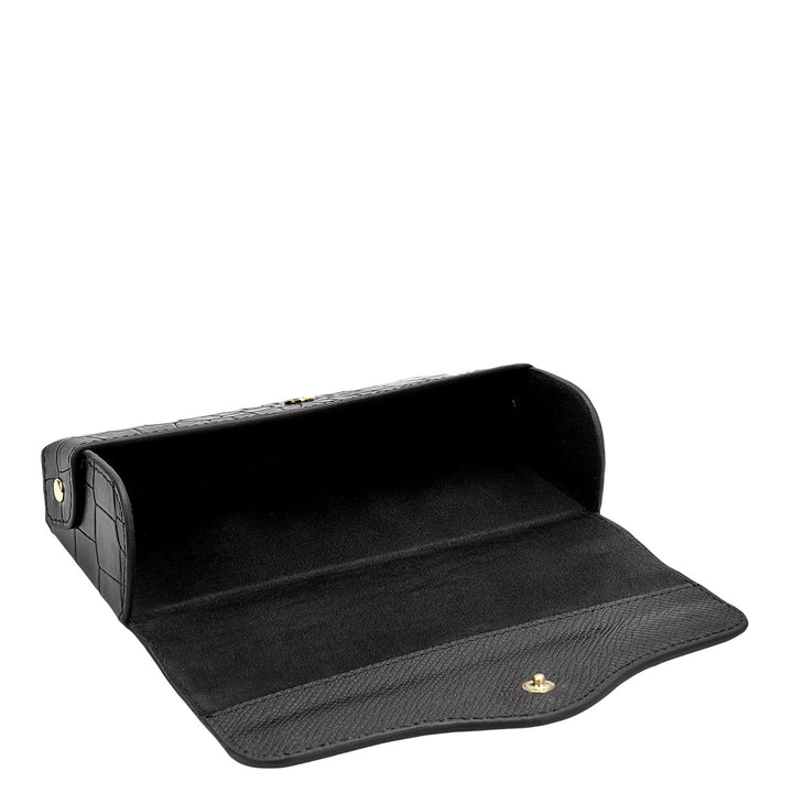 Croco-Texture Spectacle Case - Black