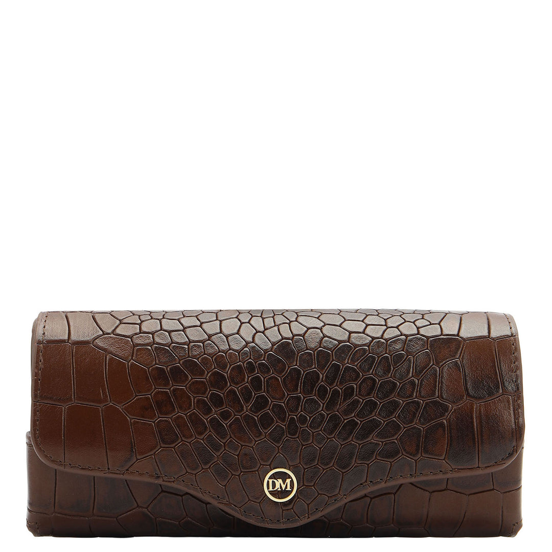 Croco-Texture Spectacle Case - Walnut