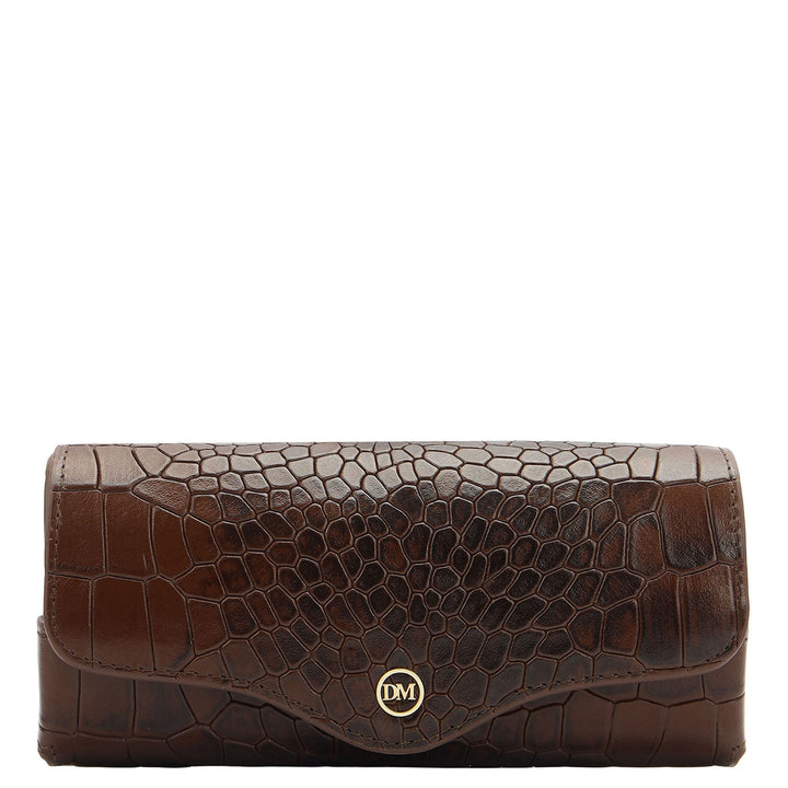 Croco-Texture Spectacle Case - Walnut