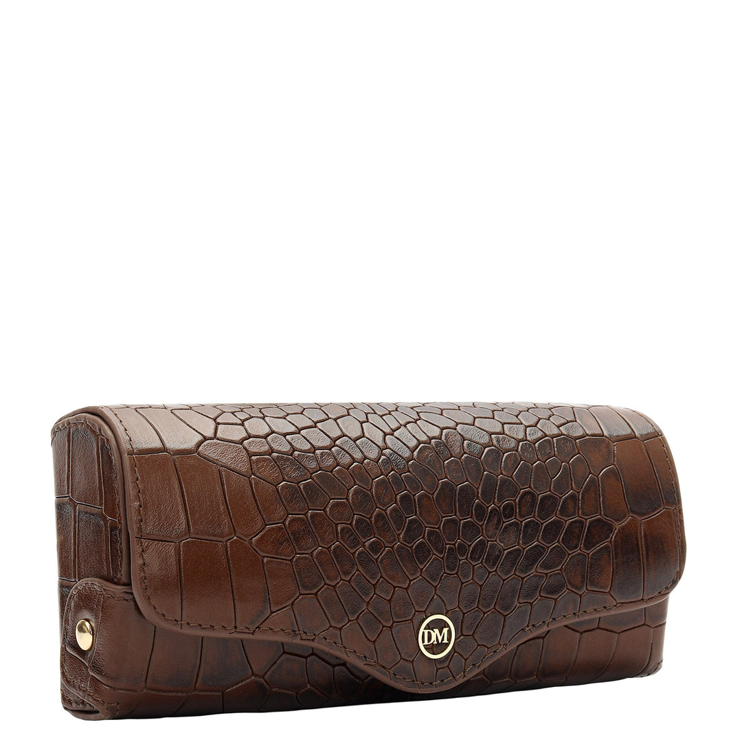 Croco-Texture Spectacle Case - Walnut