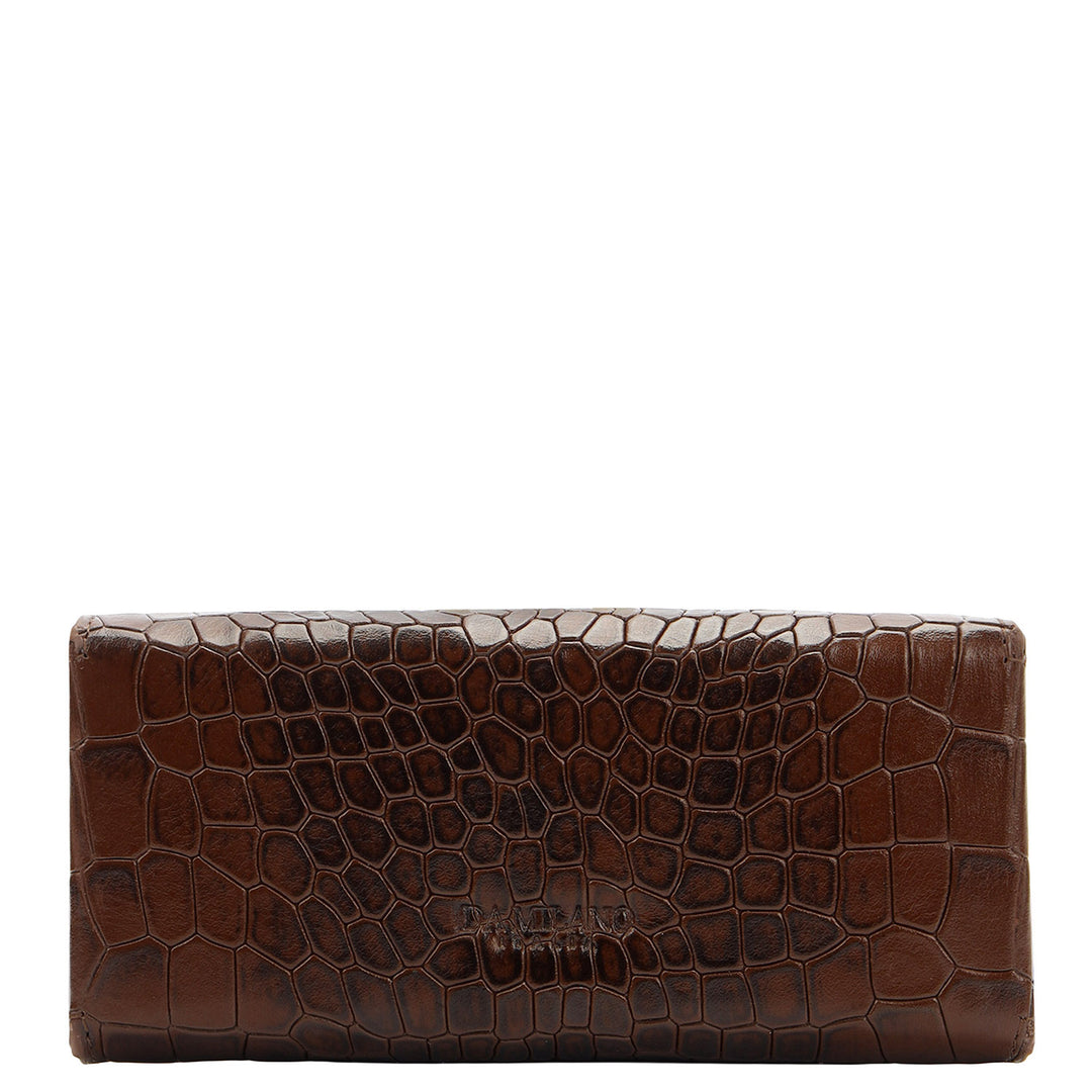 Croco-Texture Spectacle Case - Walnut