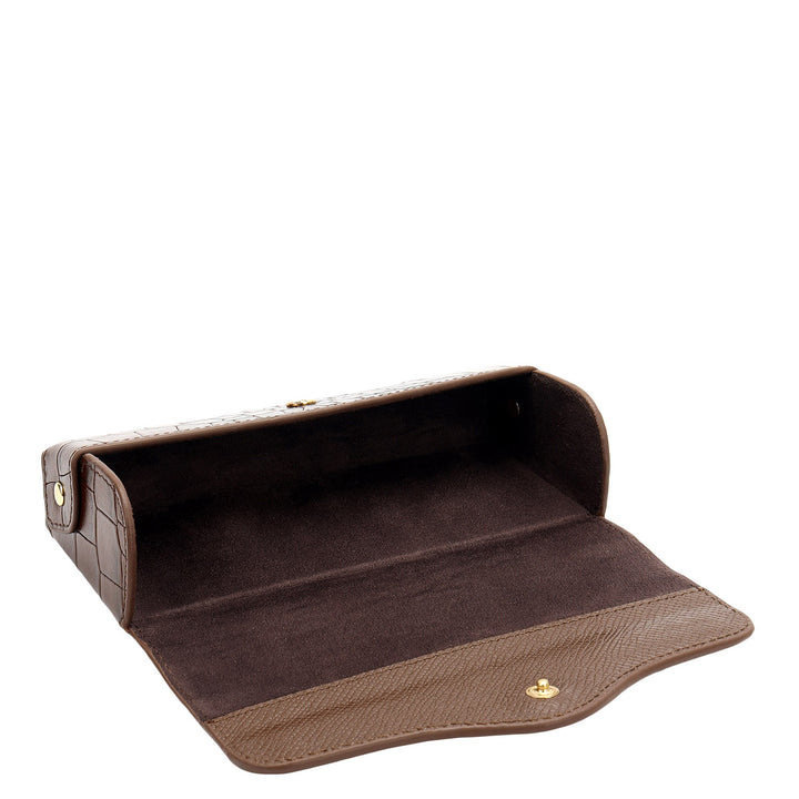 Croco-Texture Spectacle Case - Walnut