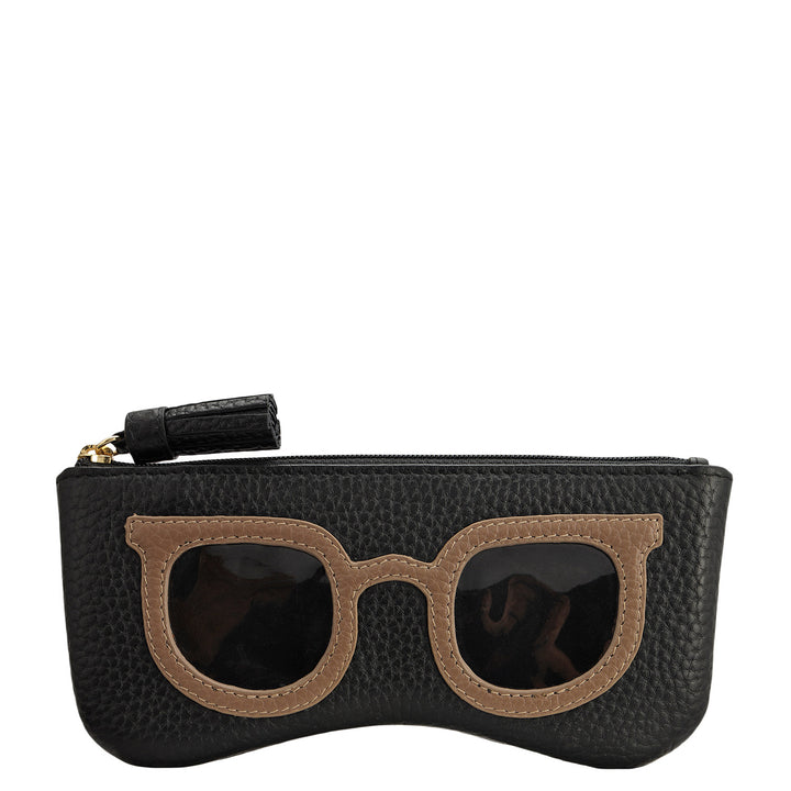 Wax Leather Spectacle Case - Black
