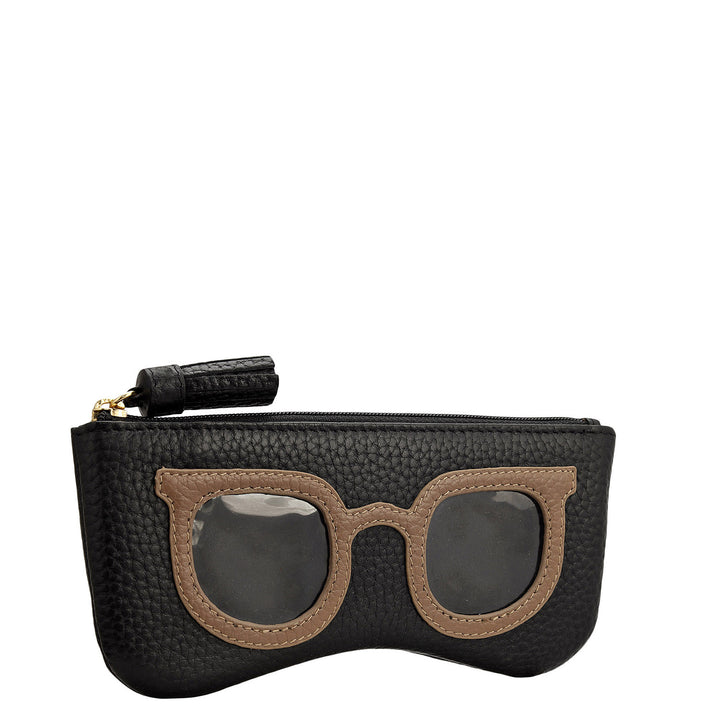 Wax Leather Spectacle Case - Black
