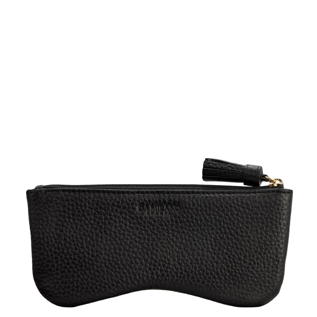Wax Leather Spectacle Case - Black