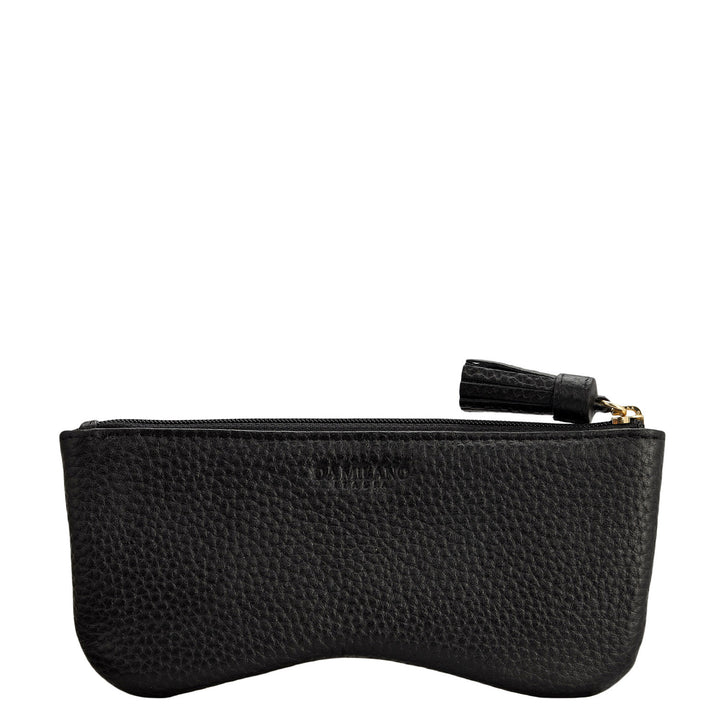 Wax Leather Spectacle Case - Black