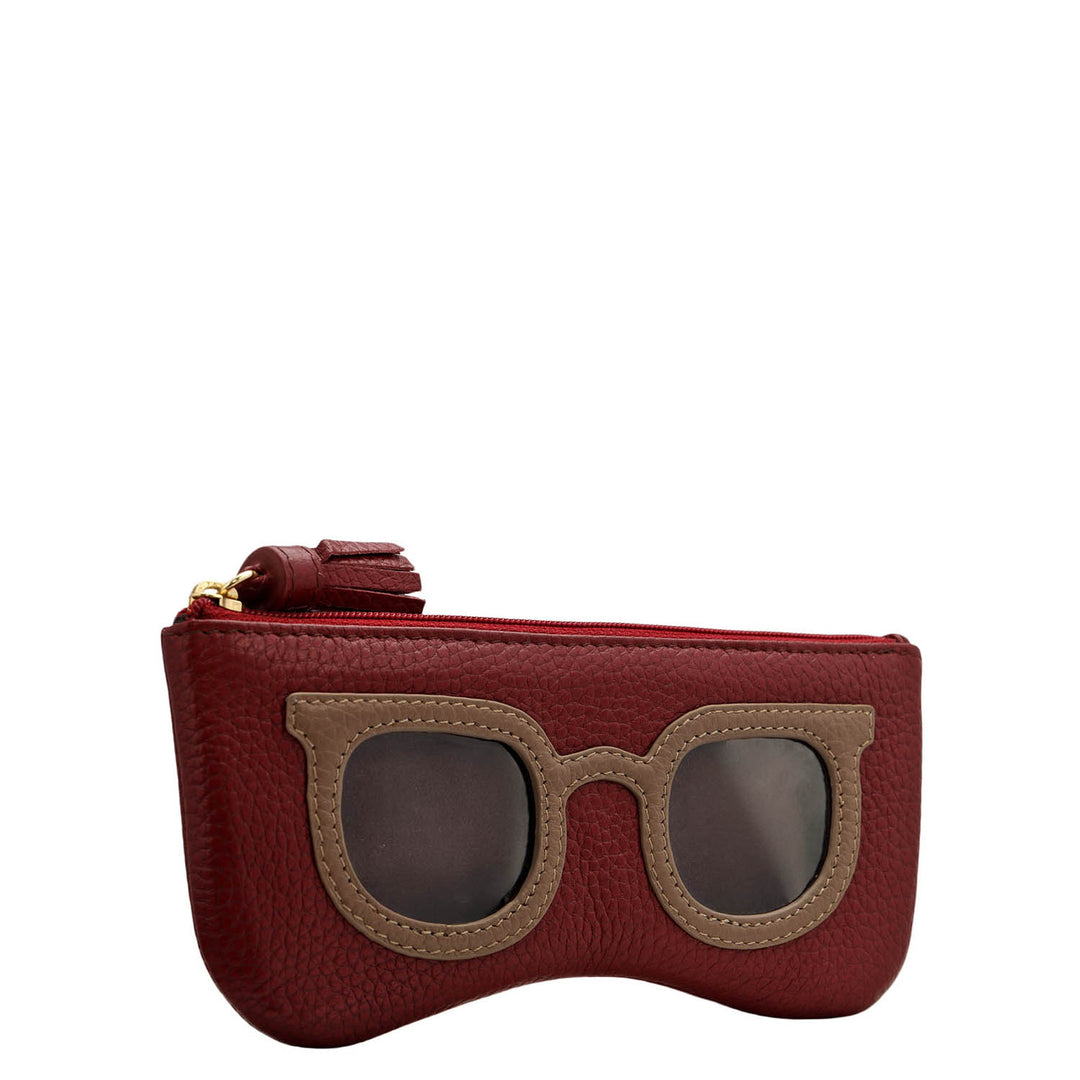 Wax Leather Spectacle Case - Cherry