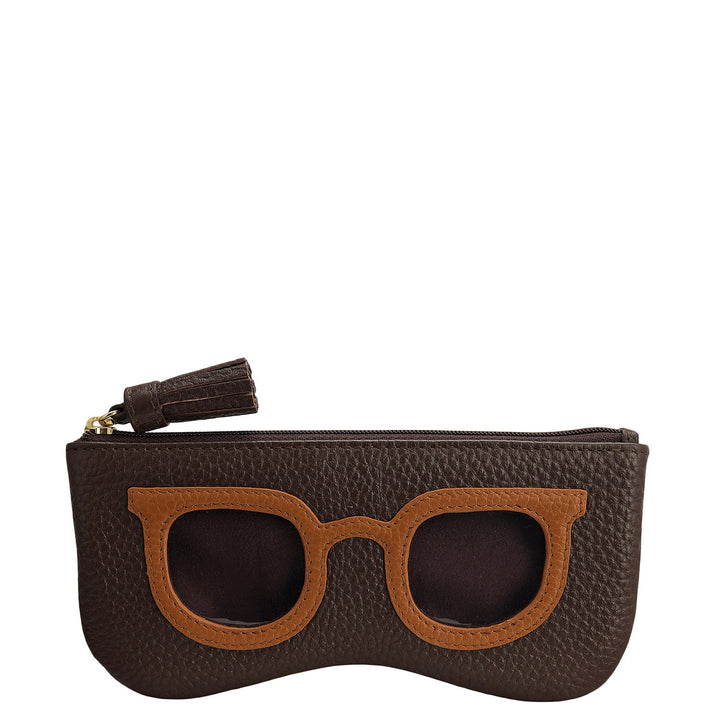 Wax Leather Spectacle Case - Chocolate