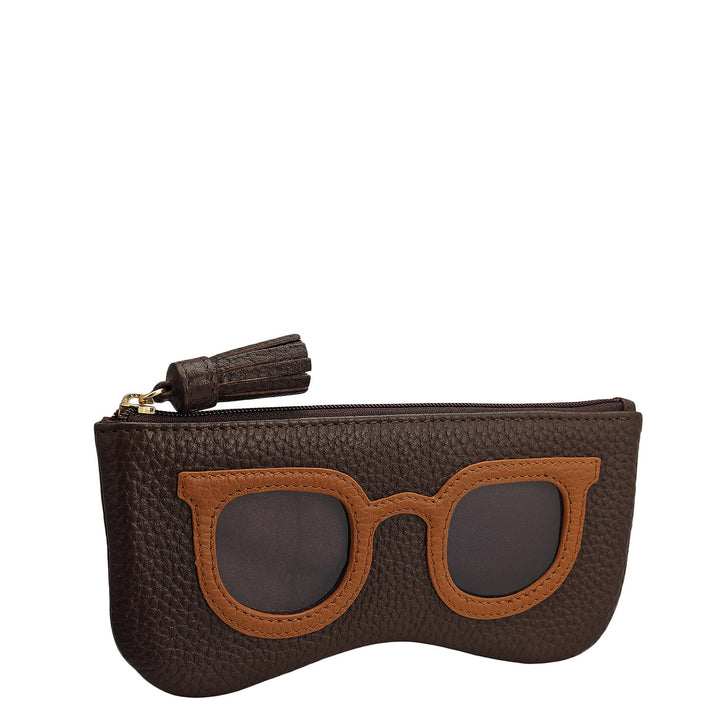 Wax Leather Spectacle Case - Chocolate
