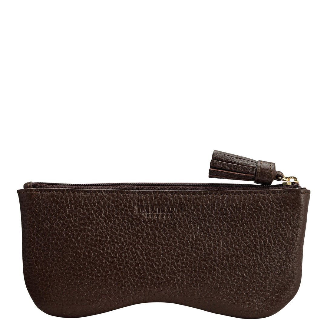 Wax Leather Spectacle Case - Chocolate