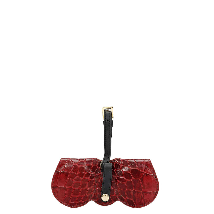 Croco Leather Spectacle Case - Cherry