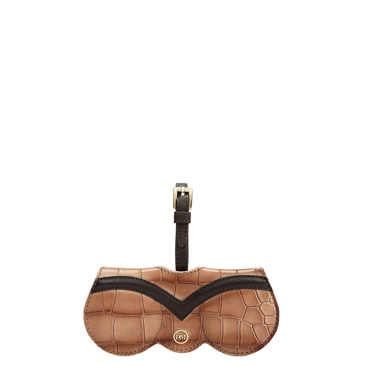 Croco Leather Spectacle Case - Taupe