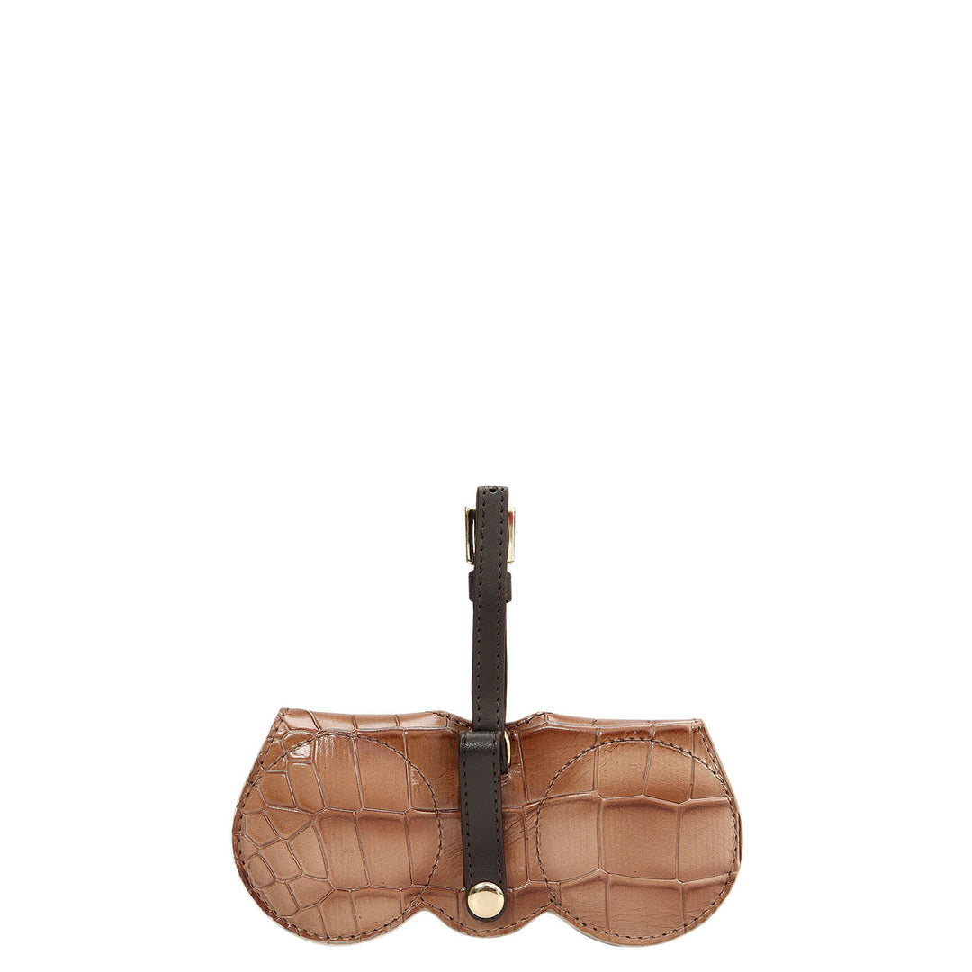 Croco Leather Spectacle Case - Taupe