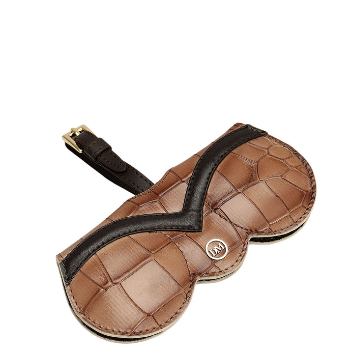 Croco Leather Spectacle Case - Taupe