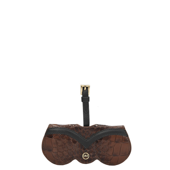 Croco Leather Spectacle Case - Walnut